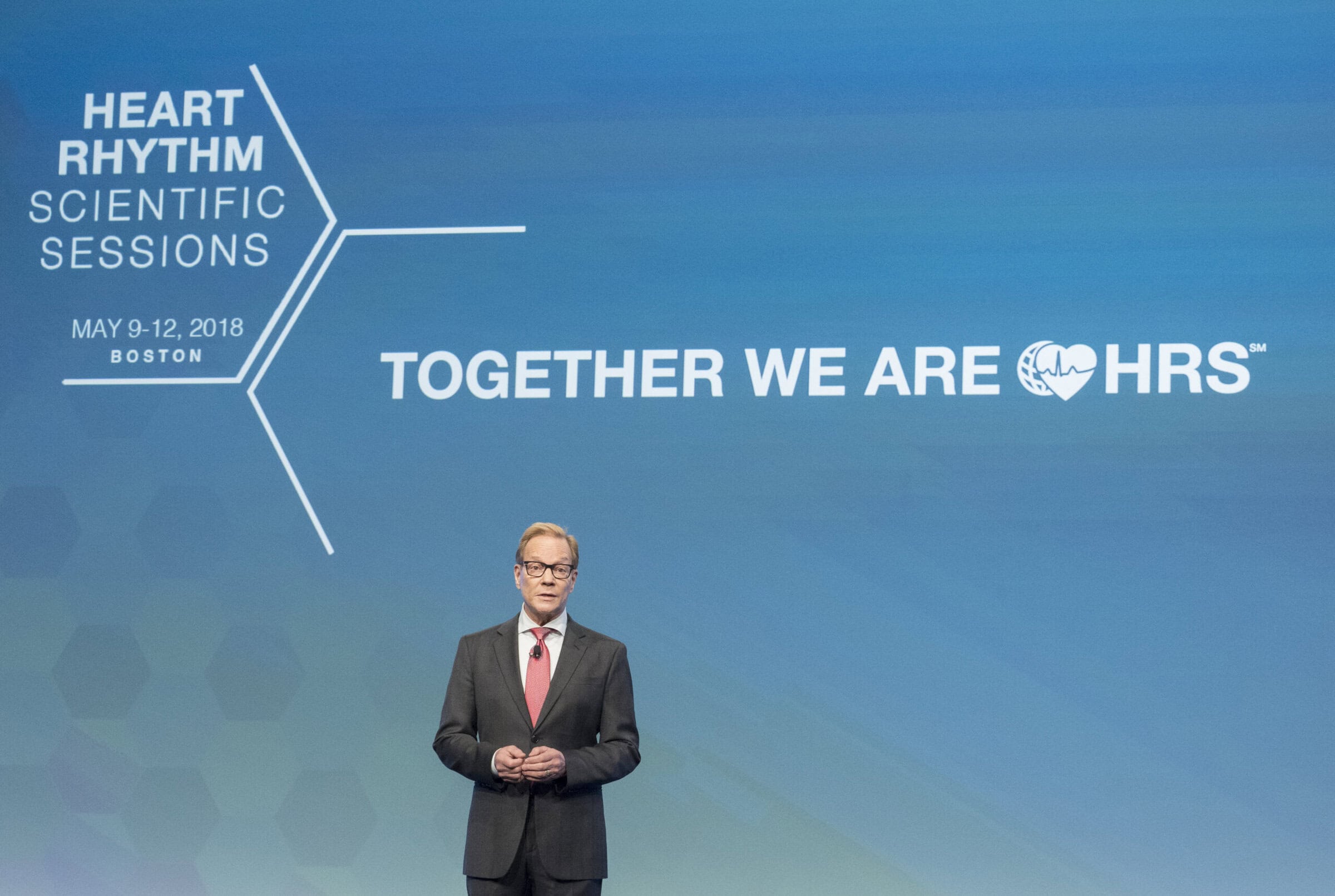 Boston, MA - HRS 2018 - James H. Youngblood during the Opening Plenary at the Heart Rhythm Society's 39th Annual Scientific Sessions here today, Wednesday May 9, 2018. More than 14,000 physicians, researchers, health care professionals and patient advocates are expected to attend the meeting at the McCormick Center. The Annual Meeting highlights the latest findings in all major areas of the field cardiac pacing and electrophysiology.